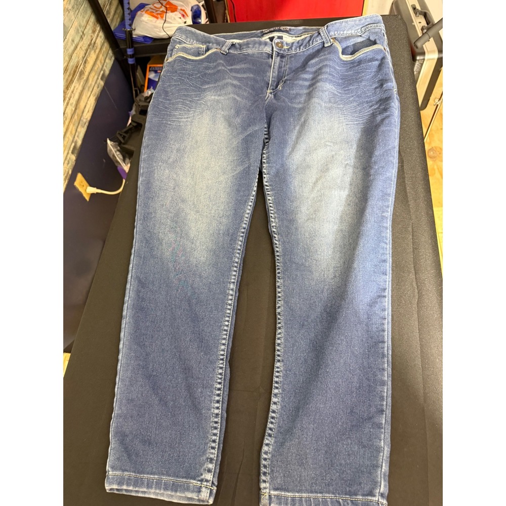 Amethyst Jeans Straight Leg Size 20 Blue Excellent Embroidered Zipper Pockets